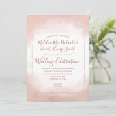 Blush Pink & Rose Gold Rahmen Hochzeitseinladung Einladung (Stehend Vorderseite)