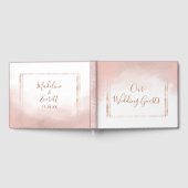 Blush Pink & Rose Gold Rahmen Hochzeitsmonogramm Gästebuch (Voll)