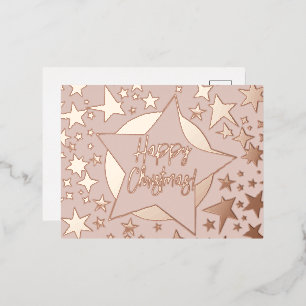Blush Pink Rose Gold Script Glückliche Weihnachtss Folien Feiertagspostkarte