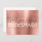 Blush Pink - Rose Gold Sie werden meine Bridesmaid Einladungspostkarte (Vorne/Hinten)