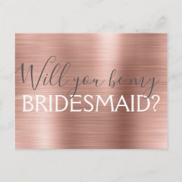 Blush Pink - Rose Gold Sie werden meine Bridesmaid Einladungspostkarte