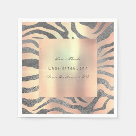 Blush Pink Rose Gold Silber Peach Zebra Serviette