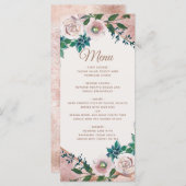 Blush Pink Rose Gold Succules Wedding Menu Menükarte (Vorne/Hinten)