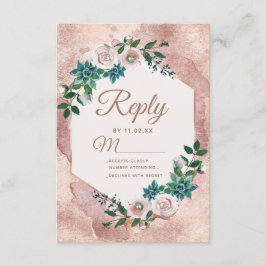 Blush Pink Rose Gold Succules Wedding RSVP