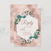 Blush Pink Rose Gold Succules Wedding RSVP (Vorne/Hinten)