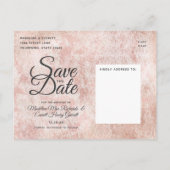 Blush Pink Rose Gold Sukkulturen Save the Date Ankündigungspostkarte (Rückseite)