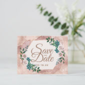 Blush Pink Rose Gold Sukkulturen Save the Date Ankündigungspostkarte (Stehend Vorderseite)
