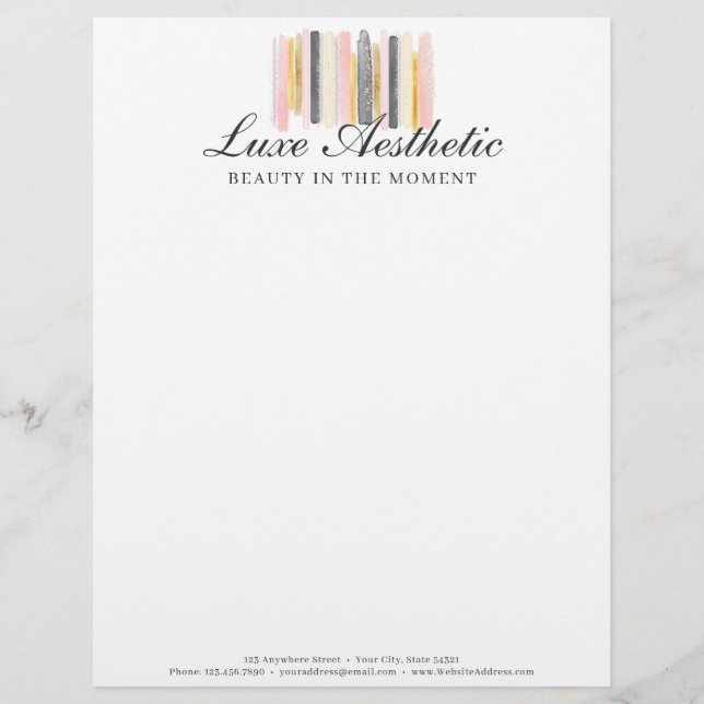 Blush Pink & Rose Gold Wasserfarben Farbfarbiges F Briefbogen (Vorderseite)