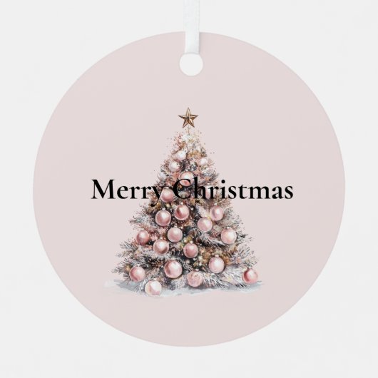 Blush Pink Rose Gold Weißer Weihnachtsbaum Ornament Aus Metall (Vorderseite)