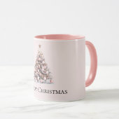 Blush Pink Rose Gold Weißer Weihnachtsbaum Tasse (VorderseiteRechts)