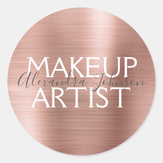 Blush Pink - Rose Goldene Forelle Makeup Artist Si Runder Aufkleber (Vorderseite)