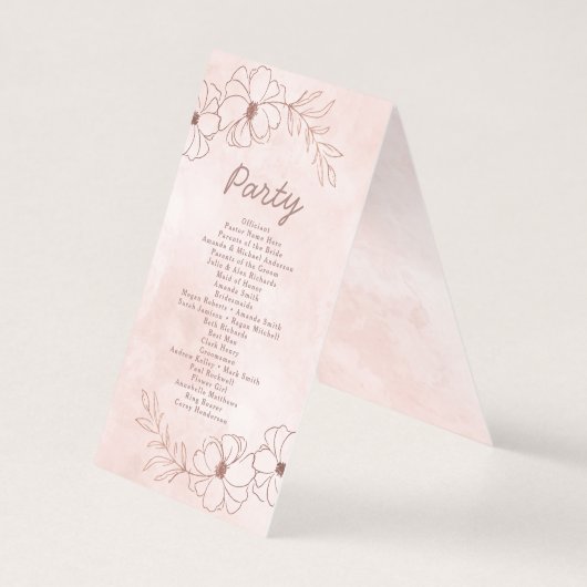 Blush Pink & Rose Goldene Hochzeit Programm (Rückseite)