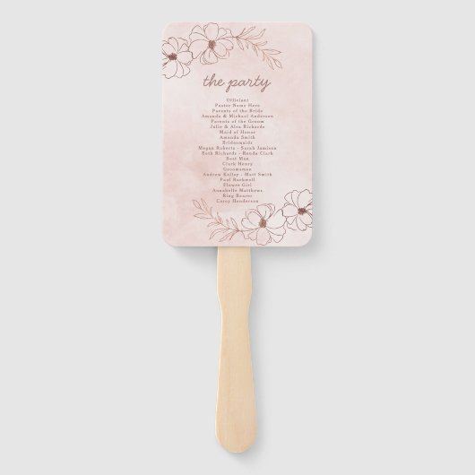 Blush Pink & Rose Goldene Hochzeit Programm Fächer (Rückseite)