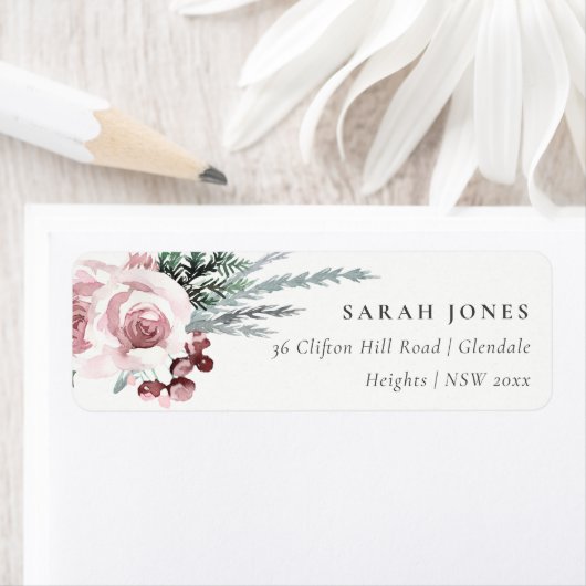 BLUSH PINK ROSE HOLLY BERRY NEUJAHRESADRESSE (Insitu)