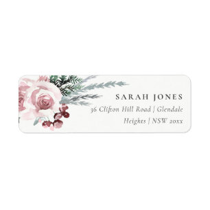 BLUSH PINK ROSE HOLLY BERRY NEUJAHRESADRESSE