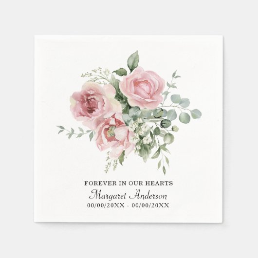 Blush Pink Rose Memorial Serviette (Vorderseite)