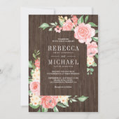 Blush Pink Rose mit Blumen Einladung (Vorderseite)