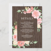 Blush Pink Rose mit Blumen Einladung (Rückseite)