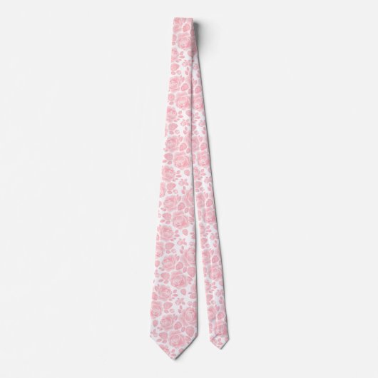 Blush Pink Rose Muster Neck Tie Krawatte (Vorderseite)