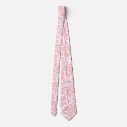Blush Pink Rose Muster Neck Tie Krawatte (Rückseite)
