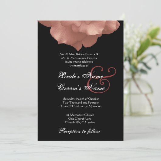 BLUSH PINK Rose Petals Hochzeit Einladung (Stehend Vorderseite)