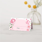 Blush Pink Rose und Butterfly Quinceñera Platzkarte (Rückseite)