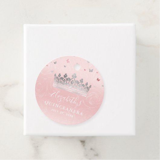 Blush Pink Rose und Silver Crown Vielen Dank für I Geschenkanhänger (Beispiel)