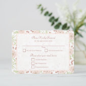 Blush Pink Rose Vintage Wedding RSVP Reply Einladung (Stehend Vorderseite)