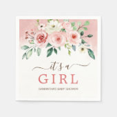 Blush Pink Rose Wasserfarbe Girl Babydusche Serviette (Vorderseite)