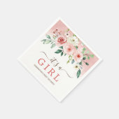 Blush Pink Rose Wasserfarbe Girl Babydusche Serviette (Ecke)