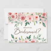 Blush Pink Rose Wasserfarbe Sei meine Bridaid Brid Einladung (Vorderseite)