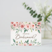 Blush Pink Rose Wasserfarbe Sei meine Bridaid Brid Einladung (Stehend Vorderseite)