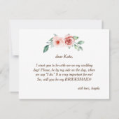 Blush Pink Rose Wasserfarbe Sei meine Bridaid Brid Einladung (Rückseite)