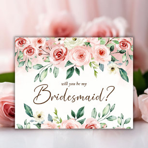 Blush Pink Rose Wasserfarbe Sei meine Bridaid Brid Einladung
