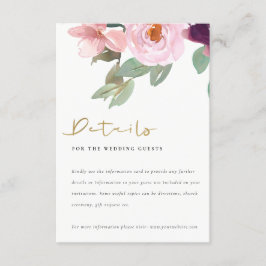 BLUSH PINK ROSE WATERCOLOR FLORAL WEDING DETAIL BEGLEITKARTE