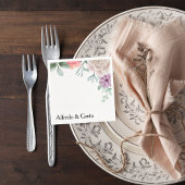 Blush Pink Rose Wedding Cocktail Napkin Serviette