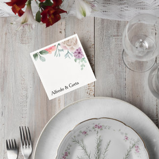 Blush Pink Rose Wedding Cocktail Napkin Serviette