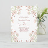 Blush Pink Rose Wedding Einladung (Stehend Vorderseite)