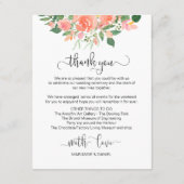 Blush Pink Rose Wedding Gast Willkommen Begleitkarte (Rückseite)