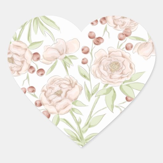 Blush Pink Rose Wedding Herz-Aufkleber (Vorderseite)