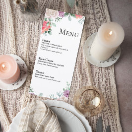 Blush Pink Rose Wedding Menu Card Menükarte