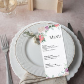 Blush Pink Rose Wedding Menu Card Menükarte
