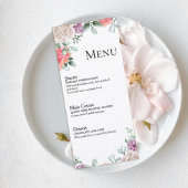 Blush Pink Rose Wedding Menu Card Menükarte
