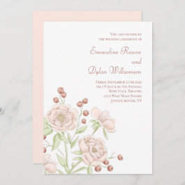 Blush Pink Rose Wedding Modern Einladung
