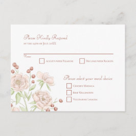Blush Pink Rose Wedding RSVP Modern Reply Feiertagspostkarte
