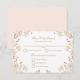 Blush Pink Rose Wedding RSVP Reply Einladung