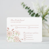 Blush Pink Rose Wedding RSVP Reply Modern Einladung (Stehend Vorderseite)