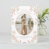 Blush Pink Rose Wedding Save the Date Einladung (Stehend Vorderseite)