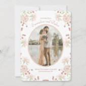 Blush Pink Rose Wedding Save the Date Einladung (Vorderseite)