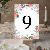 Blush Pink Rose Wedding Table Number Card Tischnummer